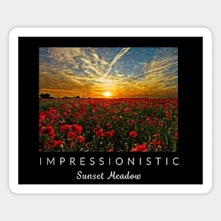 Sunset Meadow Impressionism Magnet